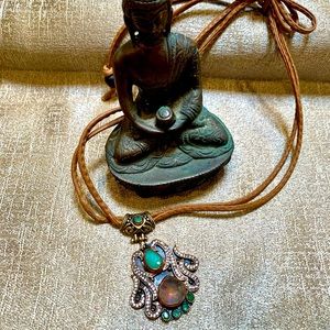 Byzantine Topaz Sliver European Pendant Necklace